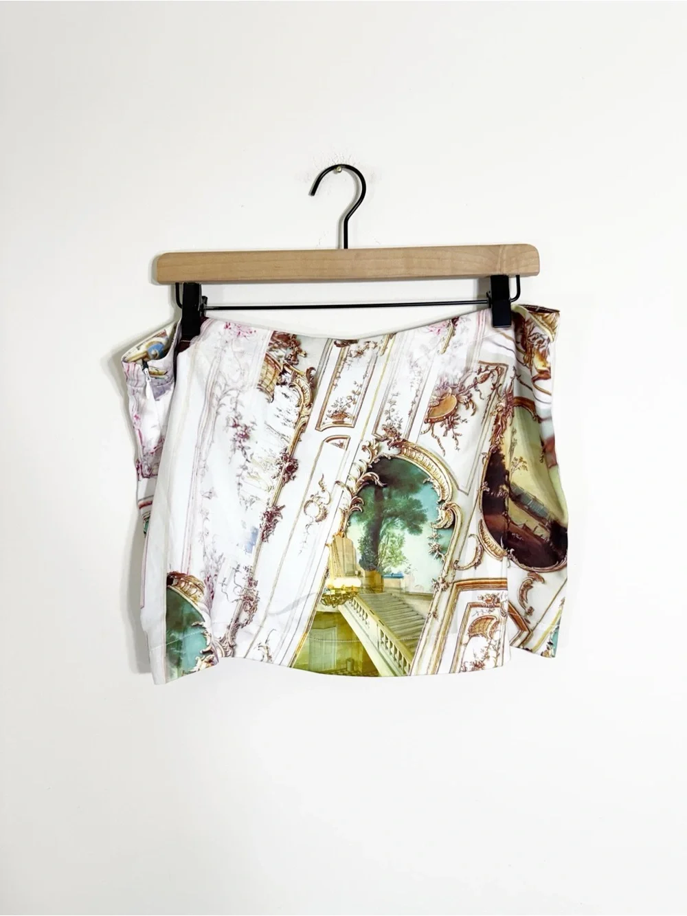 Miaou Cream Multicolor Baroque Print Mini Skirt